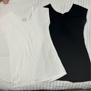 DownEast Black and White Essential Tee cap sleeve Tops